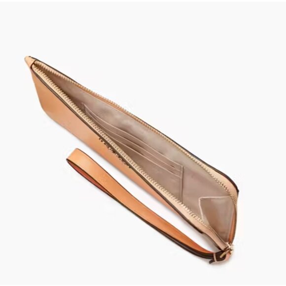 New Kate Spade Lucy Medium L-zip Wristlet Saffiano Leather Orange Cream - Picture 4 of 4